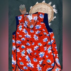 Dalia Orange and White Floral Tank Top